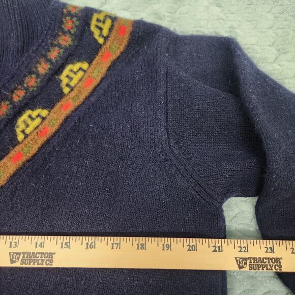 Vintage Benetton Shetland Wool Geometric Chunky Pullover Sweater Sz Medium Large - Picture 3 of 9